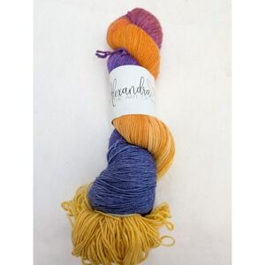 Alexandra Art Yarn #1 Fingering Orange Purple Yellow Merino Silk Cashmere 437yd